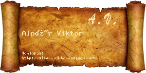 Alpár Viktor névjegykártya